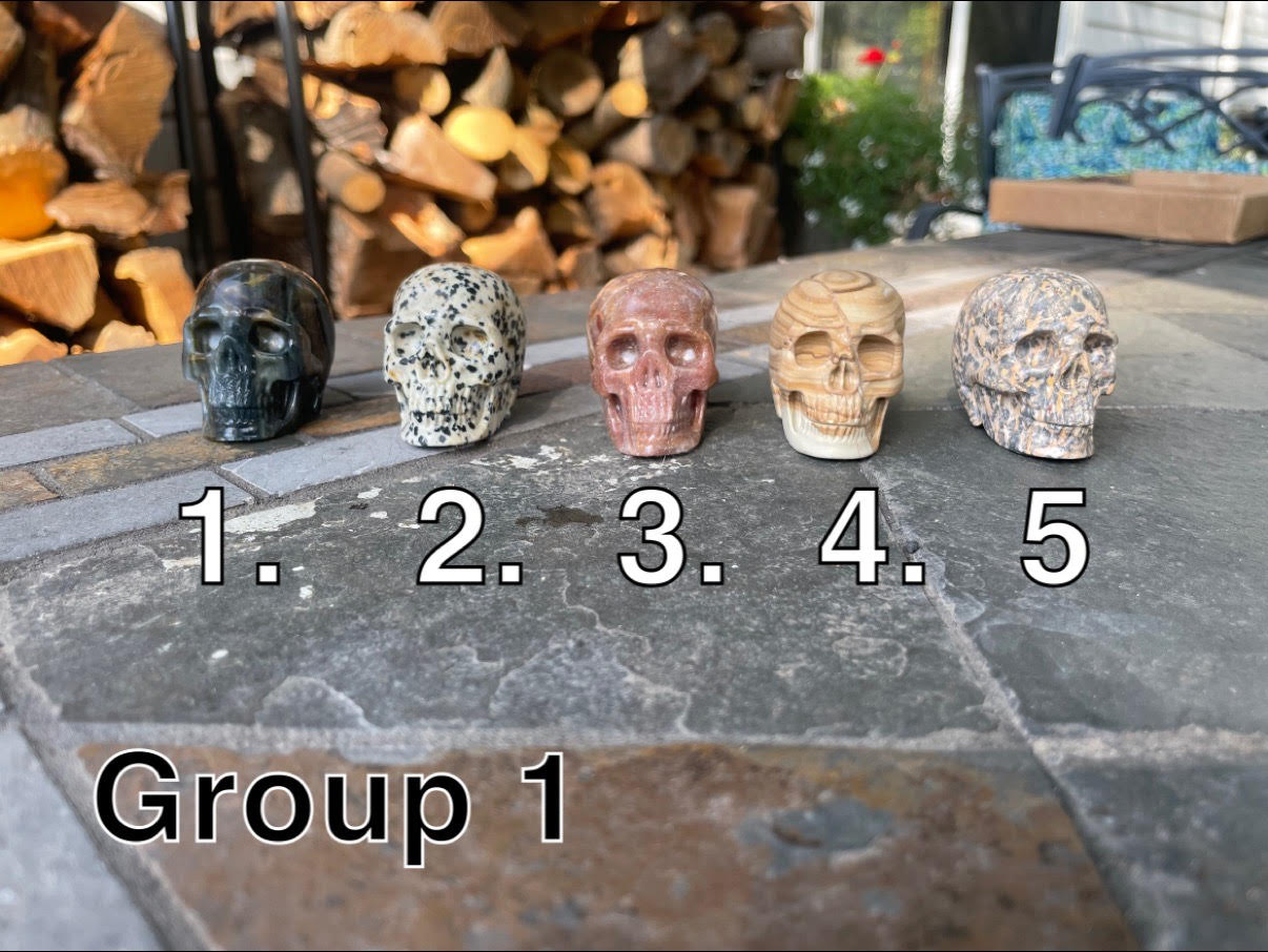 Hand Carved Stone Skulls Group 1